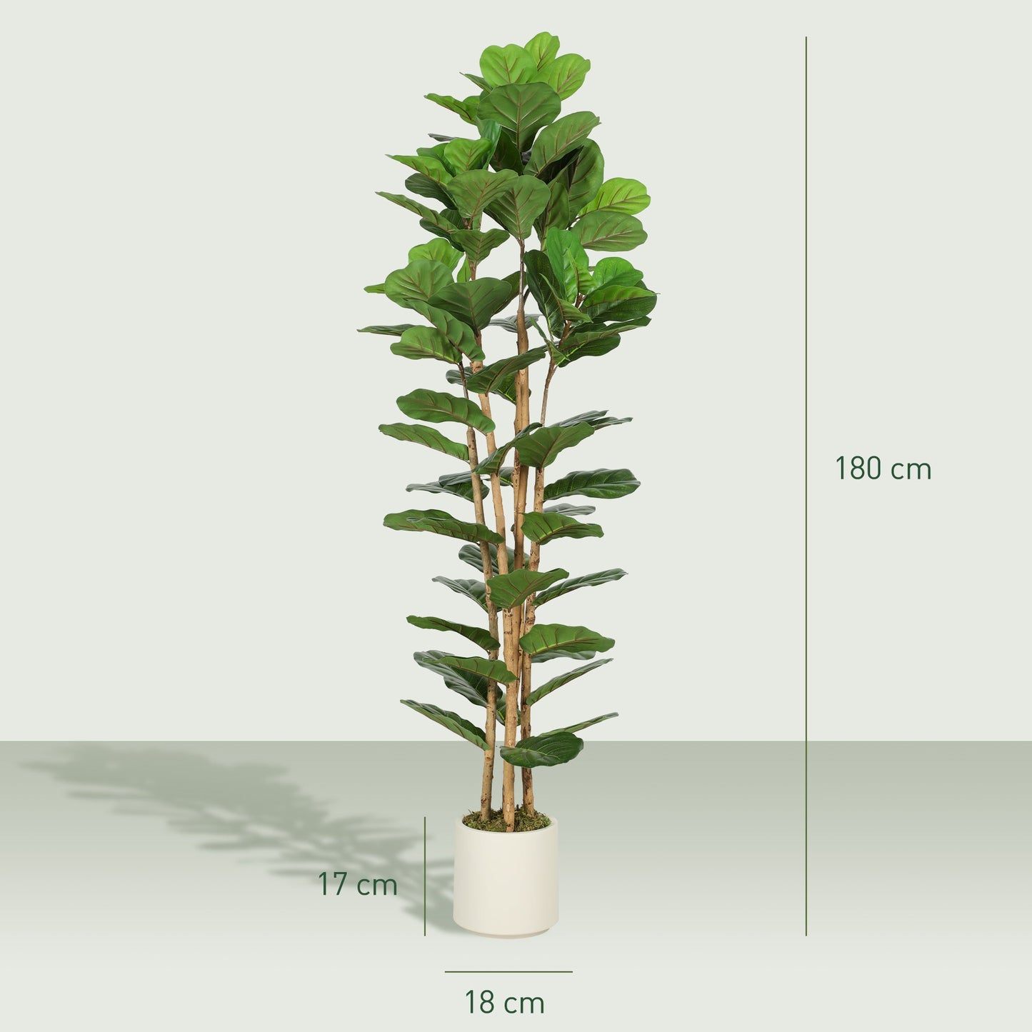 HOMCOM 180cm Artificial Fiddle Leaf Fig Tree - Green