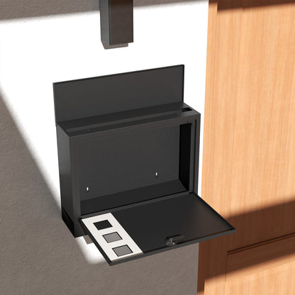HOMCOM Wall Mounted Letterbox, Weatherproof Post Box, Modern Mailbox with 2 Keys and Viewing Windows, Easy to Install