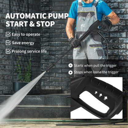 Outsunny 2200W High Pressure Washer, 170 Bar Pressure, 420 L/h Flow, Portable Electric Power Washer Jet Wash Cleaner with Adjustable Nozzle 6M Hose and Hose Reel for Home Patio Car Driveway