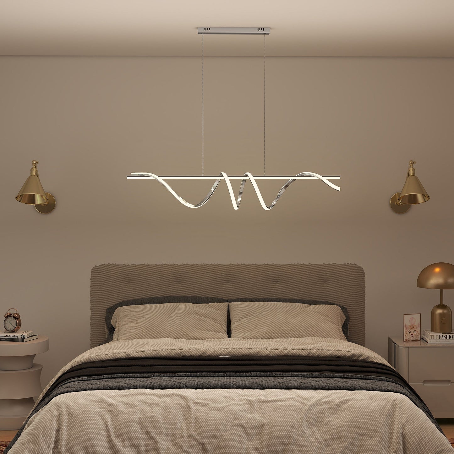 HOMCOM Pendant Light with 3 Colour Temperatures - Silver Tone