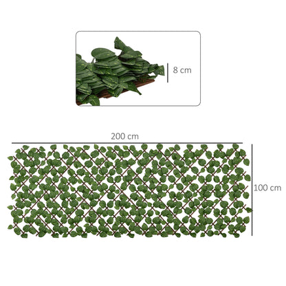 Outsunny Set of 2 Expandable Artificial Trellis Hedges – Realistic Leaf Privacy Screen, 2 x 1 m