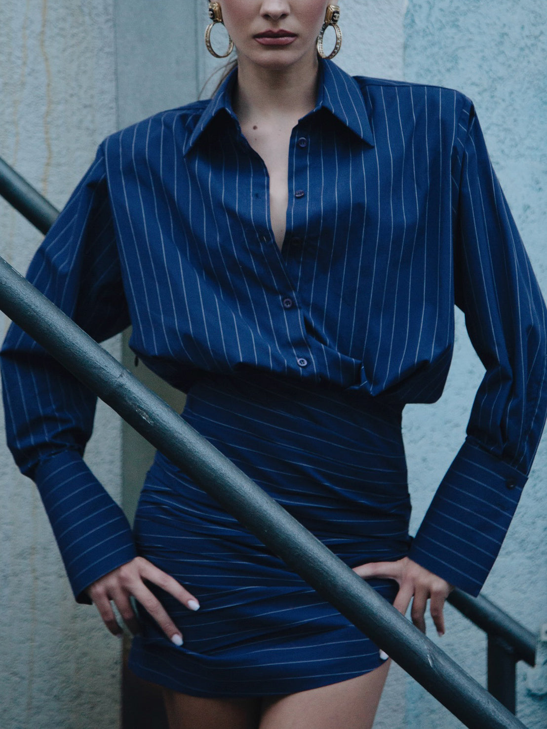 Striped Mini Shirt Dress