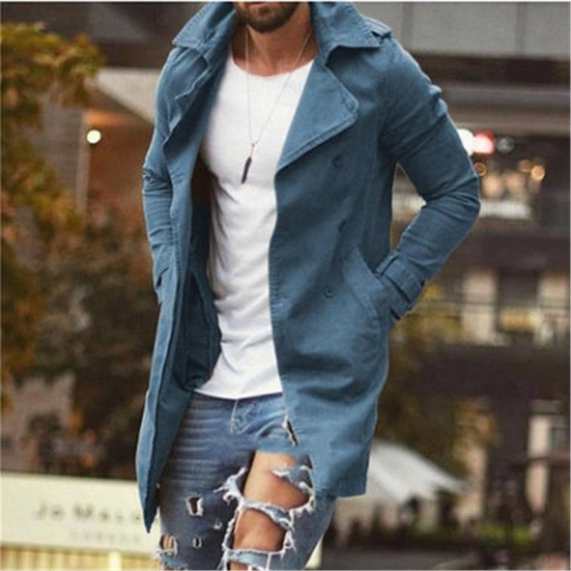 Mid-length slim-fit plus size trench coat