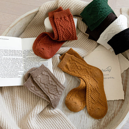 Solid Color Fashion Warm Classic Pattern Wool Socks