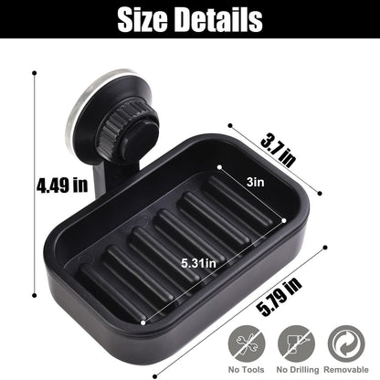 Suction Soap Dish for Bathroom, Shower Soap Bar Holder Tray with Drainage