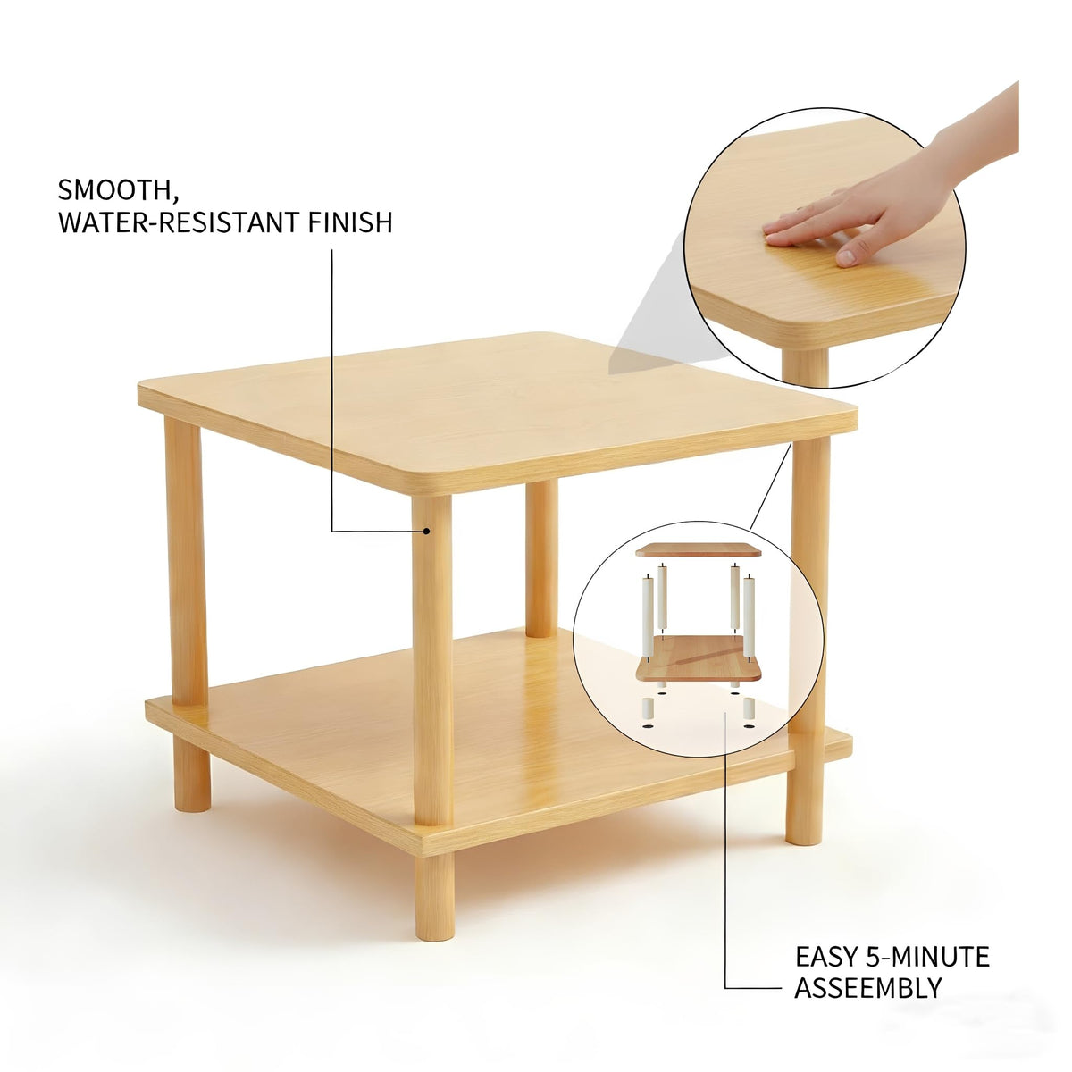 SFHKZCM 2-Tier Narrow Side Table with Storage Shelf - Stylish Bedside Nightstand for Small Spaces | Perfect for Bedroom, Living Room, Entryway