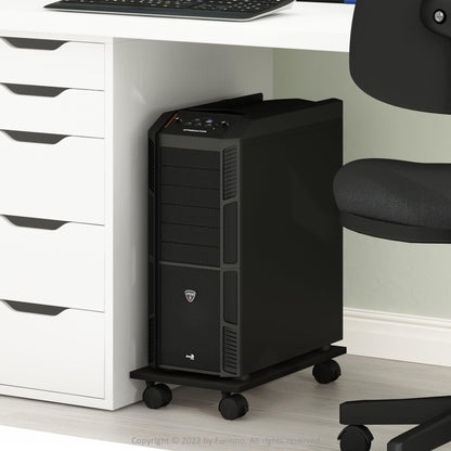 Furinno ECON Printer Stand, Under Desk Printer Stand, Printer Table with Wheels, for CPU, Office Supplies, Home Office, Espresso
