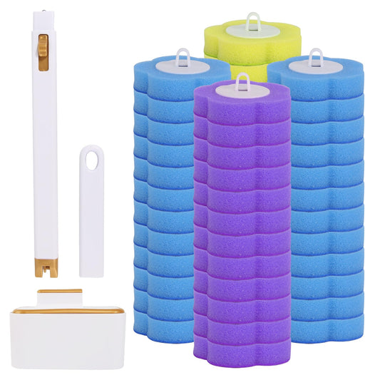 Disposable Toilet Brush Set with 48 Pcs Toilet Wand Replacement Heads Disposable Toilet Cleaning System with Holder Disposable Toilet Bowl Brush