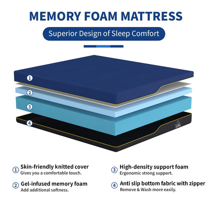 Doubleslee Memory Foam Mattress Double 4ft6, 8 Inch Medium, 135x190x20cm