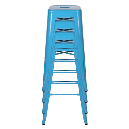 hjh OFFICE Barstool bistro stool VANTAGGIO HIGH metal stackable sturdy bistro stool light blue