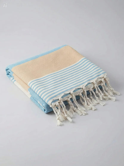 WEFLORIA Turkish Peshtemal Towel – Lightweight Quick Dry Beach & Spa Towel, Oversized Cotton Hammam Towel with Tassels – Travel, Pool, Bath, Sauna