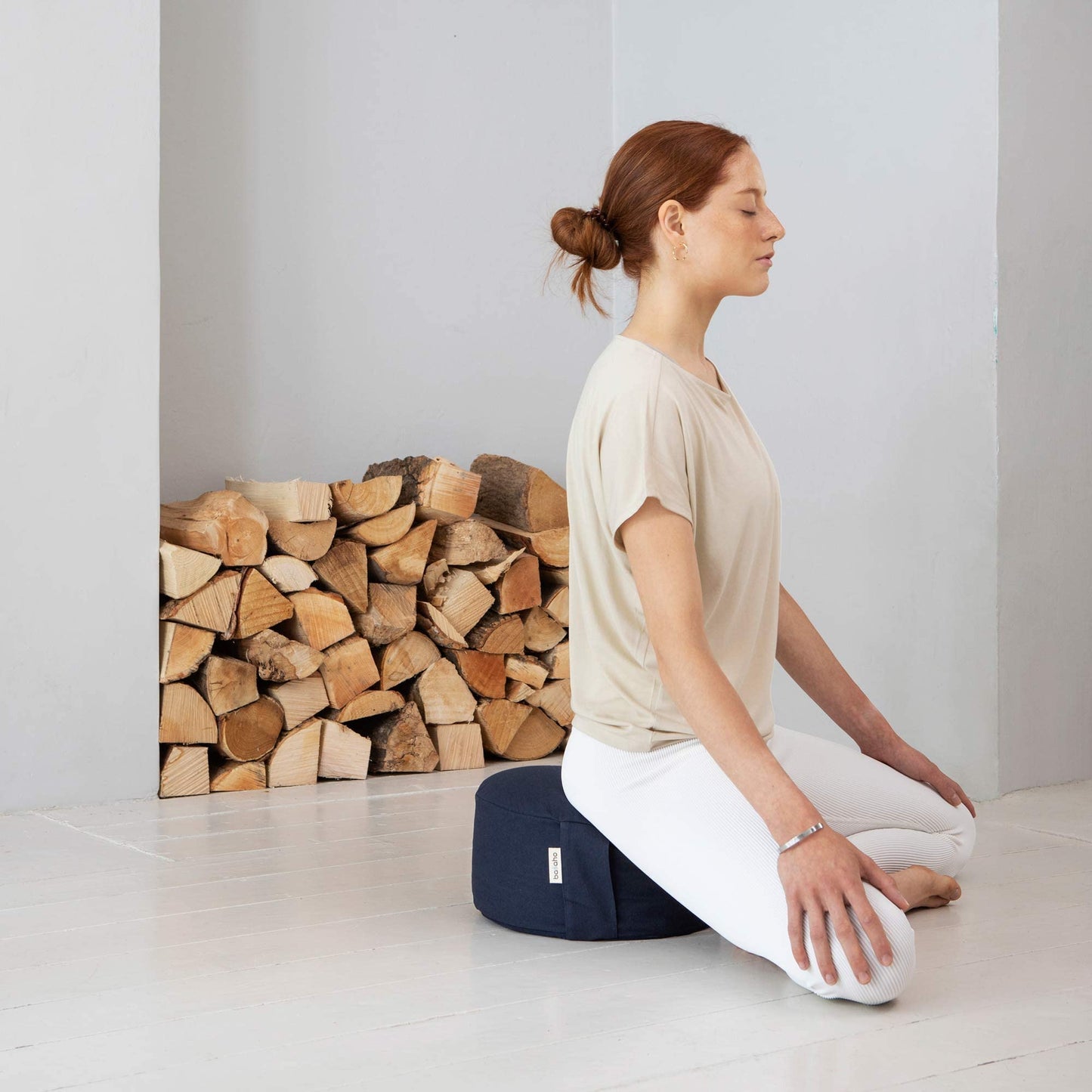 basaho WHEEL Zafu Meditation Cushion | Organic Cotton | Buckwheat Hulls | Removable Washable Cover (Leaf)