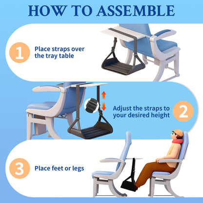 Travel Foot Hammock, Memory Foam & Bamboo Support, Adjustable, Portable