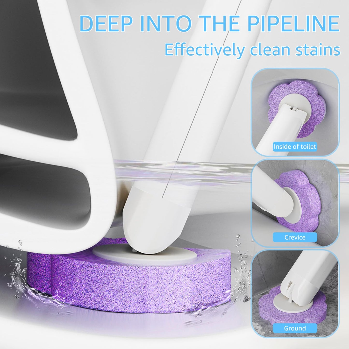 Disposable Toilet Brush with 24PCS Replacement Pads Disposable Toilet Brush Cleaning System Bathroom Cleaning Wand Kit with Extended Handle for Home