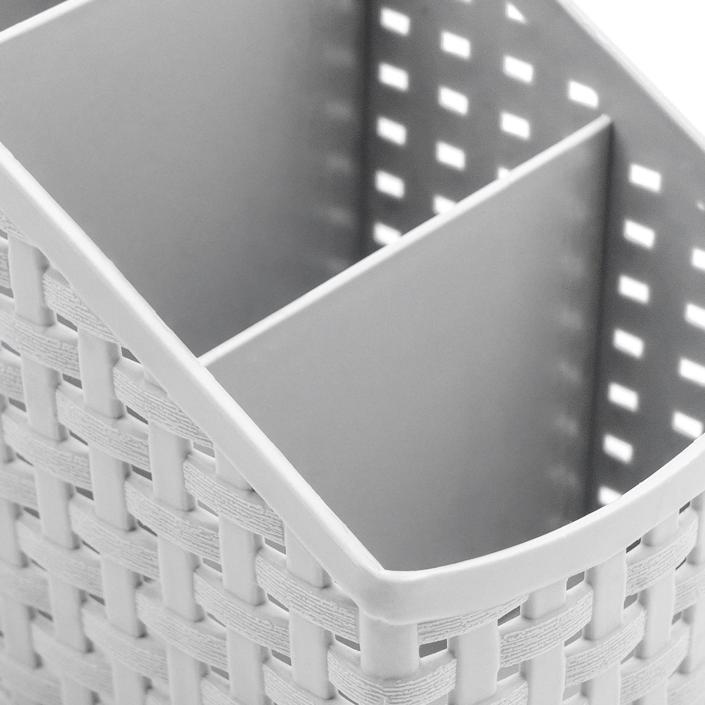 Fai Top 4 Grid Plastic Storage Basket Grey
