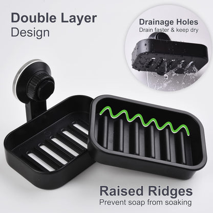 MR.HOKWY Suction Cup Soap Holder for Shower Wall, Bathroom, Tub and Kitchen Sink Powerful Vacuum Suction Plastic Soap Holder