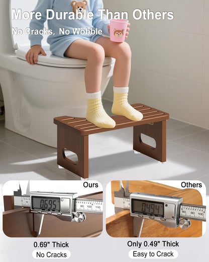 YOSE Wood Toilet Stool Squat Adult, Foldable Squatting Potty for Bathroom, Dual Anti-Slip Potty Step Stool for Pooping