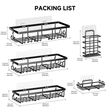 Deyhoc 5 Pack Rustproof Stainless Steel Shower Caddy - Black
