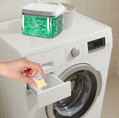 2.8L Laundry Detergent Storage Box with Lid & Measuring Cup, Large Capacity Washing Powder Dispenser, Dishwasher Pods Sealed Holder