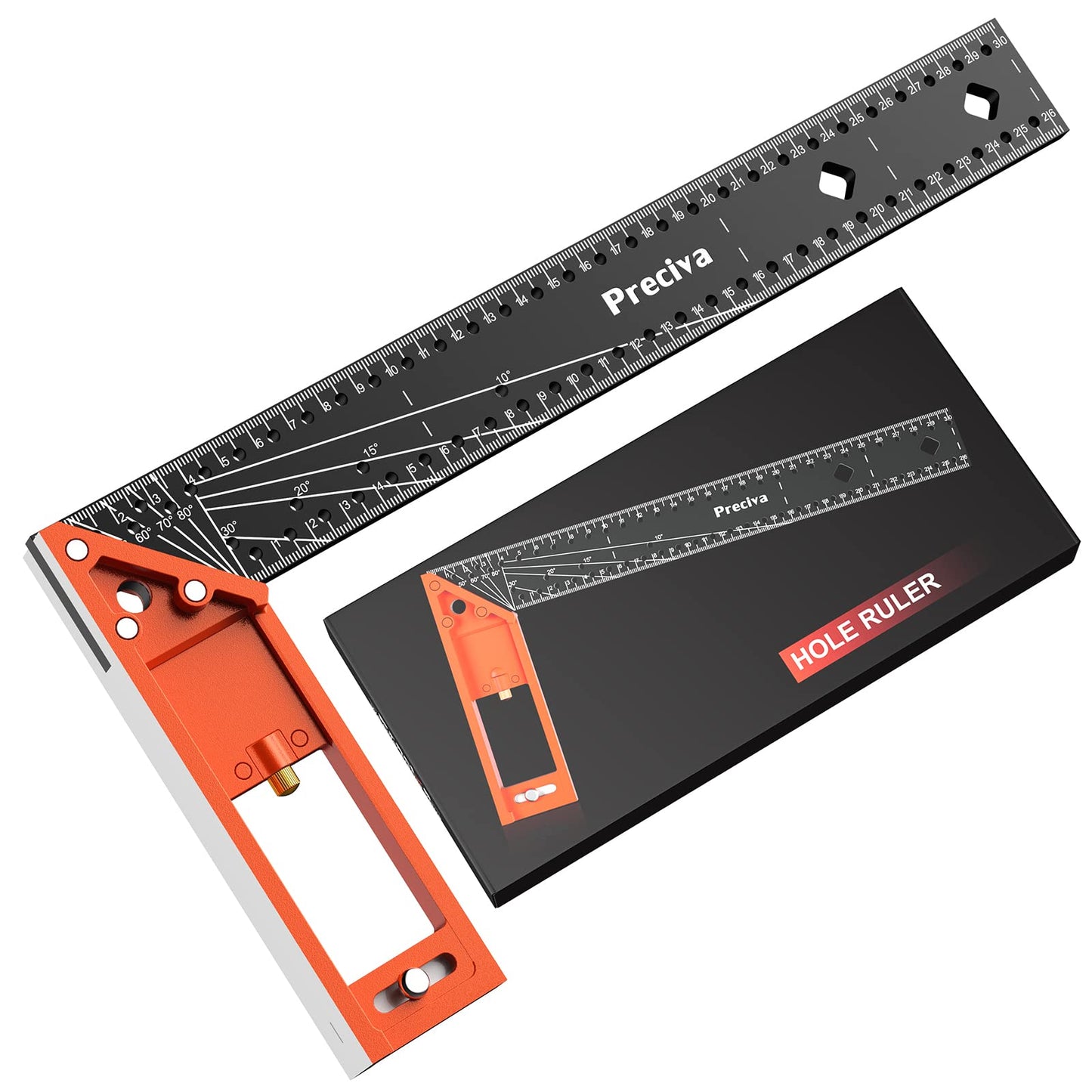 Carpenters Squares Tool, Preciva Combination Square12 Inch/300mm, Stainstainless Steel Angle Ruler, Woodworking Toolkit L Shape (Carpenter Square)