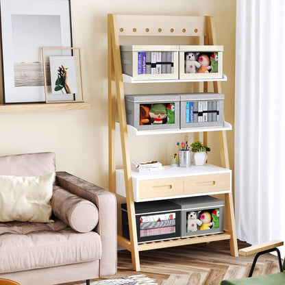 Homsorout 3 Pack Storage Boxes with Lids Foldable Storage Cubes with Transparent Window Fabric Storage Organiser Box for Toys, Clothes, Books