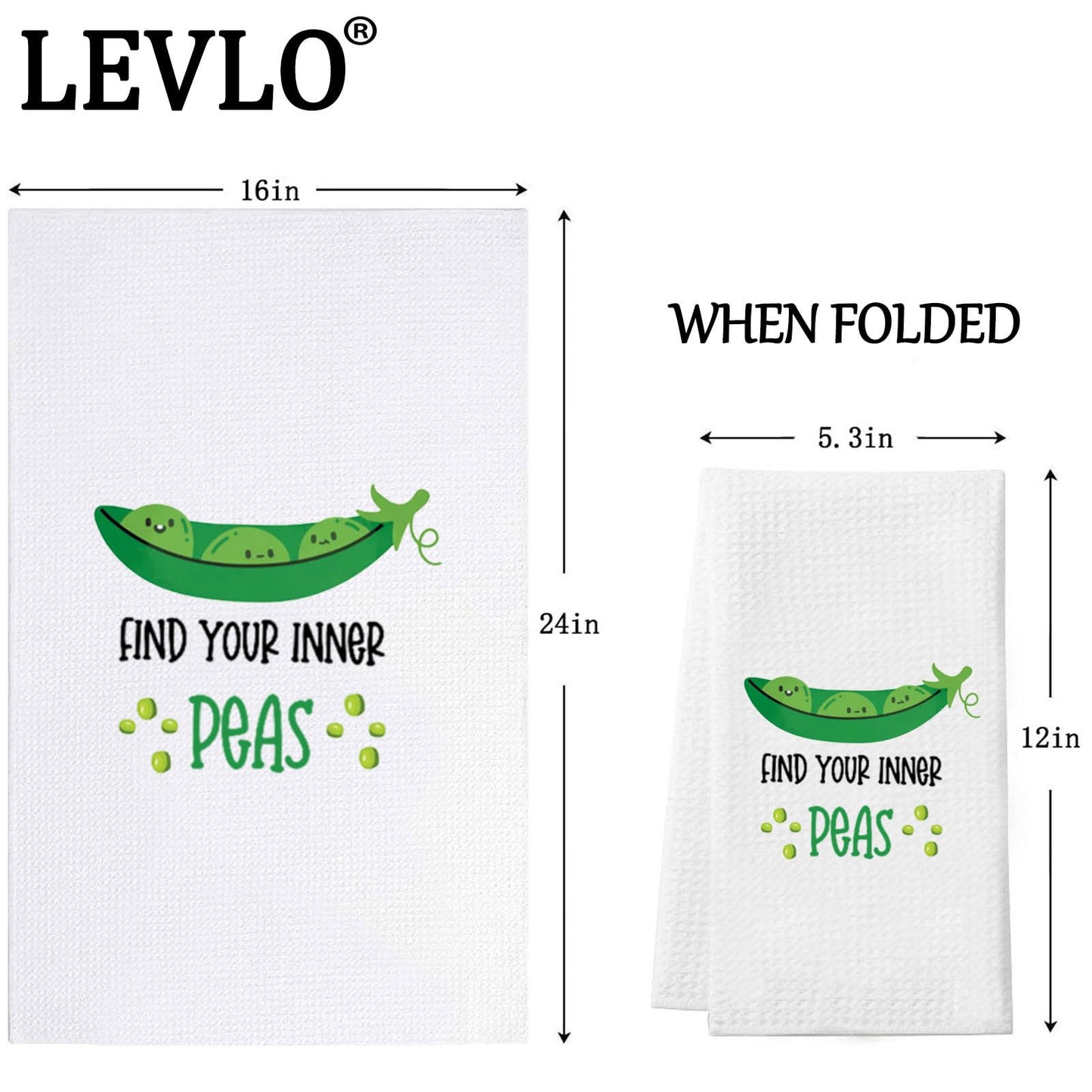 LEVLO Funny Pea Pod Kitchen Towel Peas Lover Gift Vegetable Find Your Inner Peas Dish Towel Veggies Peas Merchandise (Peas Towel)