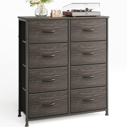MUTUN 8 Drawers Chest of Drawers, Fabric Storage Dresser Vertical with Spacious Wooden Tabletop & Sturdy Metal Frame Large Storage Space for Bedroom
