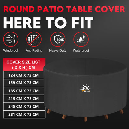 Zettum ?185x73cm Garden Furniture Covers Waterproof Round, 600D Oxford Fabric Outdoor Sofa Covers Waterproof Fit for Rattan Round Table & Chairs,