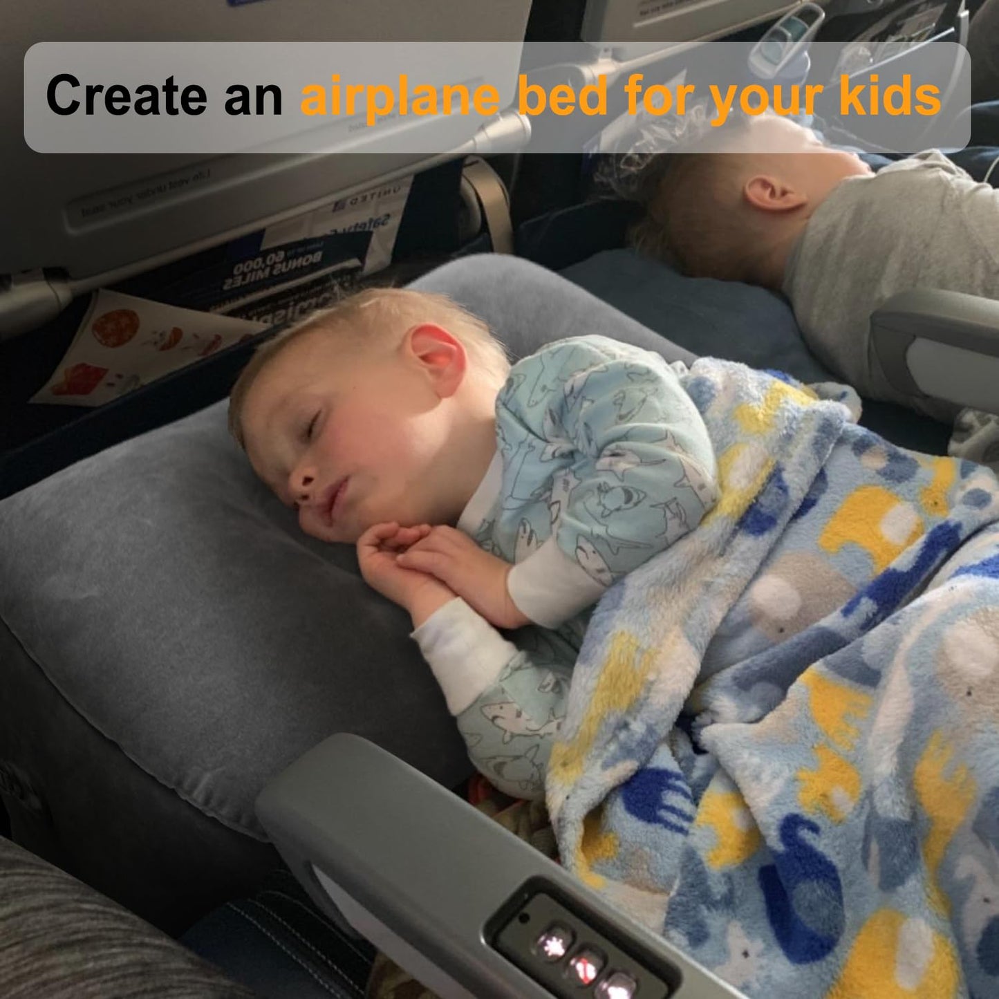 Maliton Airplane Footrest, Inflatable Foot Rest for Kids (Darkgrey, 1 Pack)