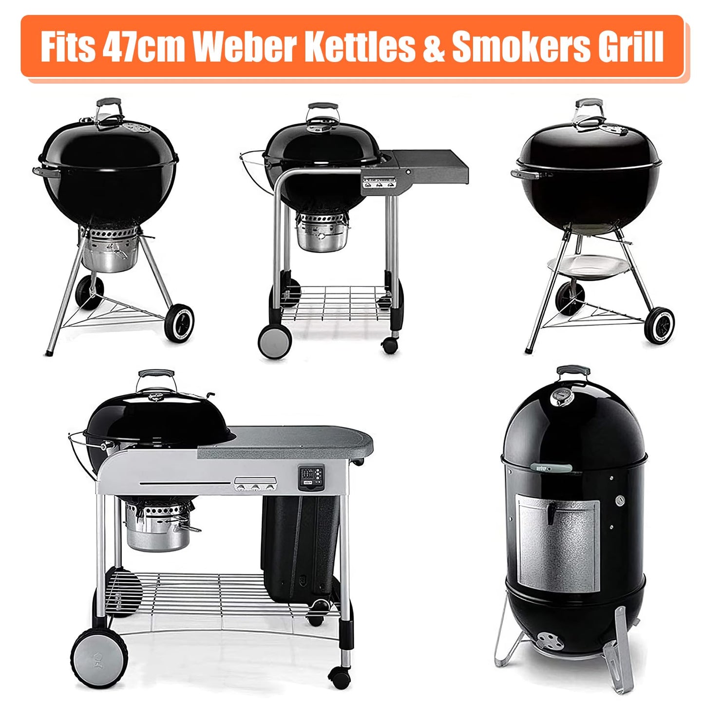 Denmay 7432 Cooking Grate and 7440 Charcoal Grate for Weber 47 cm Charcoal Grills, Fits Weber One-Touch, Bar-B-Kettle, Smokey Mountain Cooker Smoker,