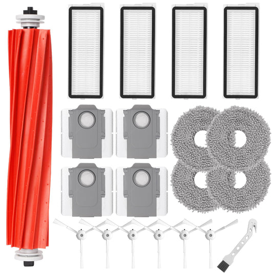 Accessories Kit for Roborock Qrevo S/QRevo MaxV/QRevo Pro/Qrevo Plus Robot Vacuum Cleaner Replacement Parts. 1 Main Roller Brush, 4 Hepa Filters, 4