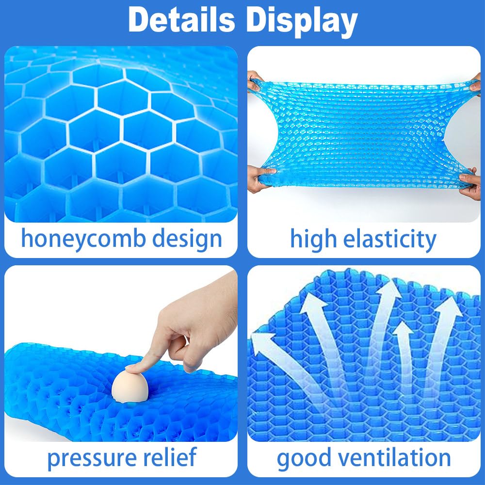 Chair Cushions,Car Seat Cushion,Honeycomb Gel wheelchair Cushion for Driving,Airplane,Travel,Orthopedic,Coccyx,Office,Desk,Pressure Sore,Stadium