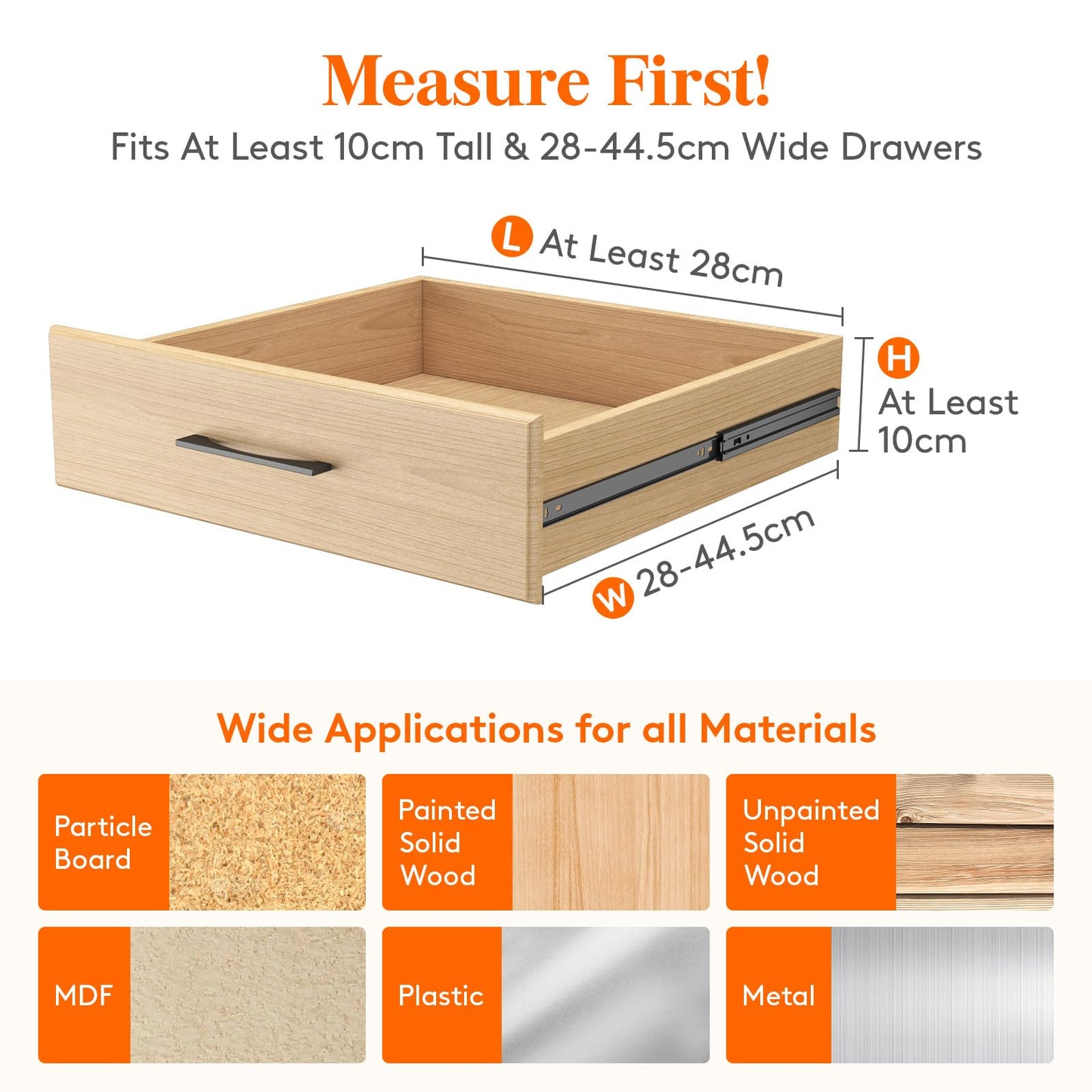 Lifewit 5 Pack 4" High Drawer Dividers 28 -43.5cm/11-17" Adjustable Kitchen Drawer Organiser