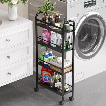 Asgolion 4-Tier Trolley, Space-Saving Kitchen Storage Trolley with Wheels