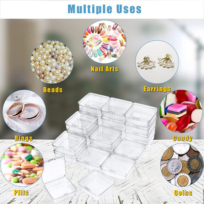 DUOFIRE Small Storage Boxes with Lids, 12 Pieces, 8.4 x 8.4 x 2.7 cm