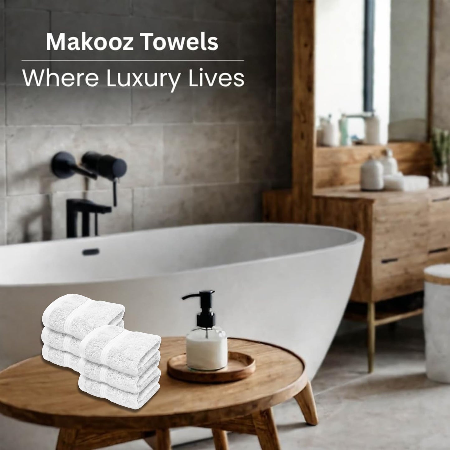 Makooz Luxurious Bamboo Face Flannels Pack of 6-700 GSM Thick Bamboo Face Cloth Towel Set - Silky Soft, Absorbent, Quick Dry Wash Cloth