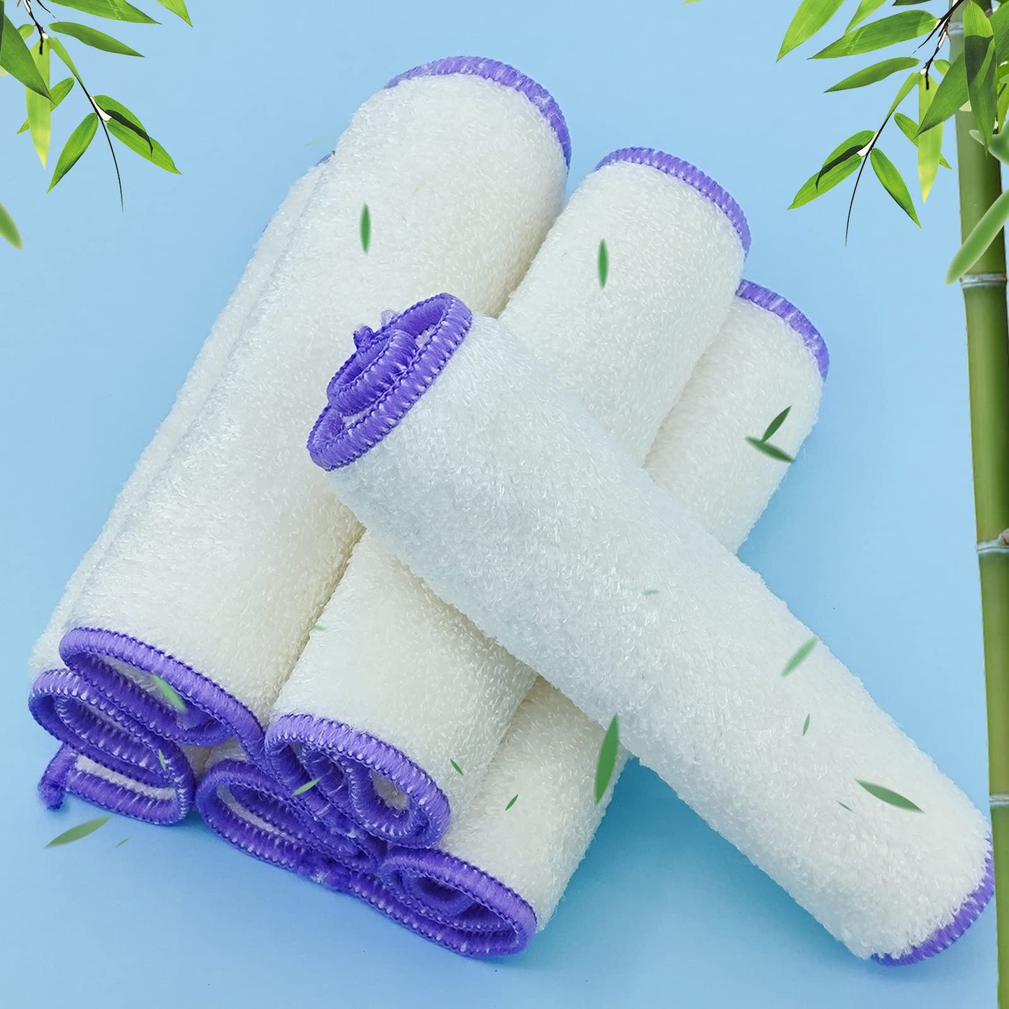 Bamboo Dish Cloths, Kitchen Dish Cloths, Bamboo Fibre Cleaning Cloths, Reusable Dish Rags, Tea Towels, Housework Cleaning Cloths for Kitchen, 6-Pack,