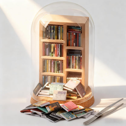 The Left Bridge Anxiety Bookshelf, Miniature Bookcase, with 200+Mini Books