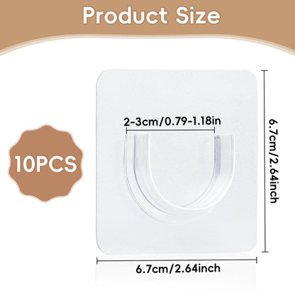 10Pcs Transparent Self Adhesive Curtain Holder - No Drilling Adhesive Wall Mounted Shower Curtain Bracket for Wall Bathroom Wardrobe