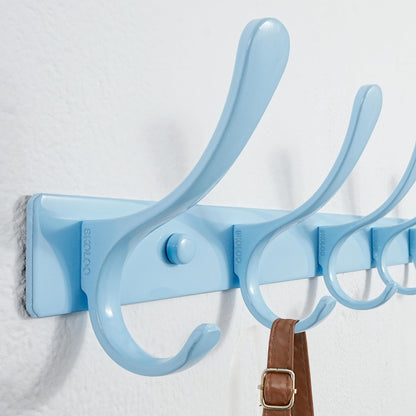 SKOLOO Coat Rack Wall Mounted - 6 Hooks, Pack of 2, Heavy Duty, Stainless Steel, Metal Wall Coat Hanger, Sturdy Wall Hooks for Hanging Coat, Jacket