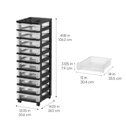 IRIS USA Craft Plastic Organizers and Storage, Rolling Storage Cart for Classroom Supplies, Storage Organizer for Art Supplies