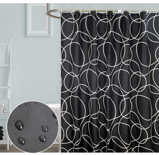 Tennove Shower Curtain 200 x 200cm Mildew Resistant Geometric Thick Polyester Fabric Black Bathroom Shower Curtain Waterproof Washable Bath Curtain