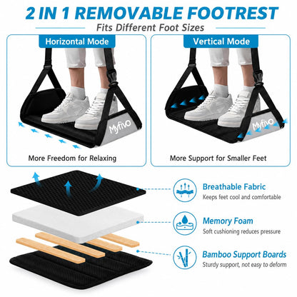 Myfivo Foot Hammock for Flight, Adjustable Travel Foot Rest for Airplanes