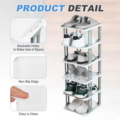 Sourcing Map 2-Tier Stackable Storage Organizer - Adjustable Vertical Shoe Rack With Portable Folding Holder Shelf for Entryway, Living Room, Garage
