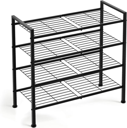 DongRong 4-Tier Shoe Rack, Metal Shoe Storage Organizer, Black