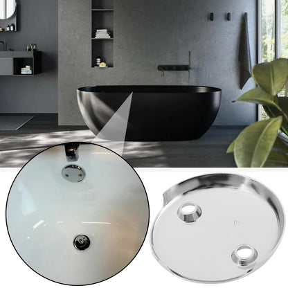 LT Easiyl 1PC Two Hole Bathtub Overflow Faceplate Diameter 81mm Hole Center Distance 50mm with Screw Stainless Steel Bathtub Overflow Drain Cover