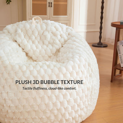 XeGe Luxury Bubble Fluffy Faux Rabbit Fur Bean Bag Cover(No Filler), Beige