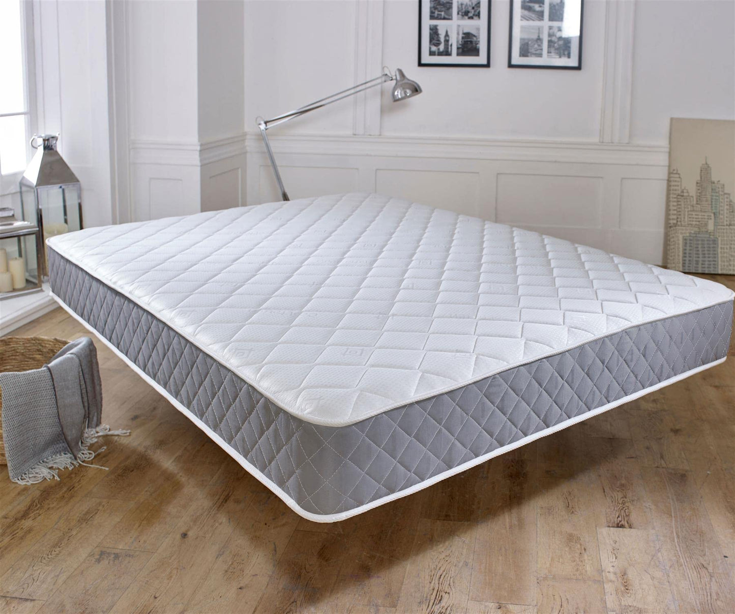 Extreme Comfort Spring Coil Diamond Grey Essentials Mattress | 4ft Small Double (120cm x 190cm) | Foam Free Spring Coil | Plush Feel | Cooltouch Plus