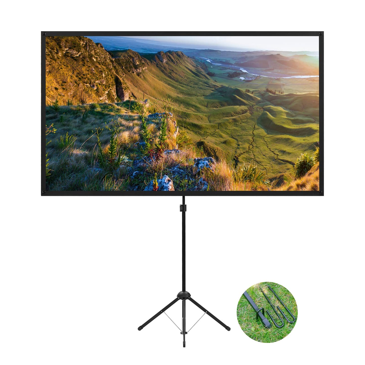 Projector Screen with Stand, 60 Inch Outdoor Projector Screen 16:9 and Stand, Portable Projection Screen with Aluminium Frame, Lightweight and