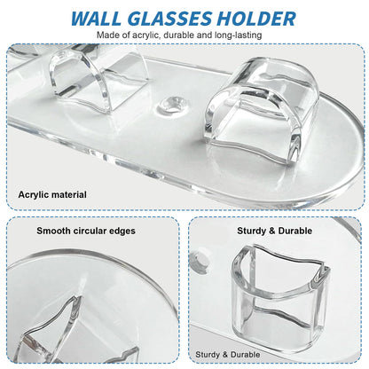 xyuayamz Sunglasses Organizer, Wall Mounted Sunglasses Organizer, Transparent Acrylic Glasses Holders, No Drilling Cradle, 6 Slot Sunglasses Display